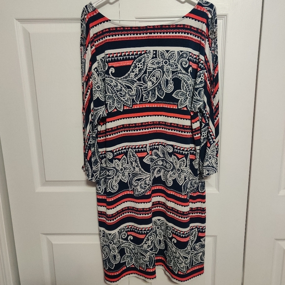 Est. 1946 women's xl dress red blue floral open sleeve midi light summer - Picture 8 of 12